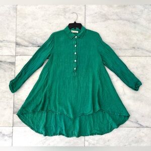 Blanco De Ibiza By Isabel Tavares Tunic Top Linen Green Italy Women M Lagenlook